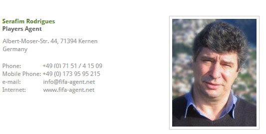 Contact to Serafim Rodrigues - Players Agent in Europe and South America